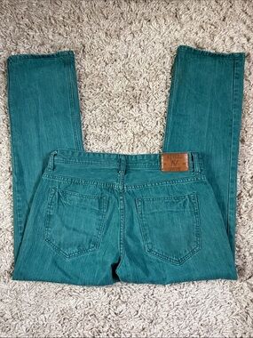 Vintage Nevada Teal Green Denim Jeans Straight Leg Unisex Size 33 x 32